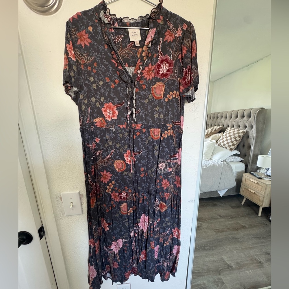 Floral Boho Knox Rose Button/Tie Dress